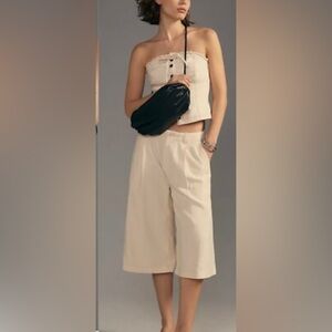 Anthropologie Pilcro Cargo Linen Blend Culottes‎ In Cream